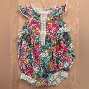 Sweethoney Floral Baby Bubble Romper - Pink & Aqua